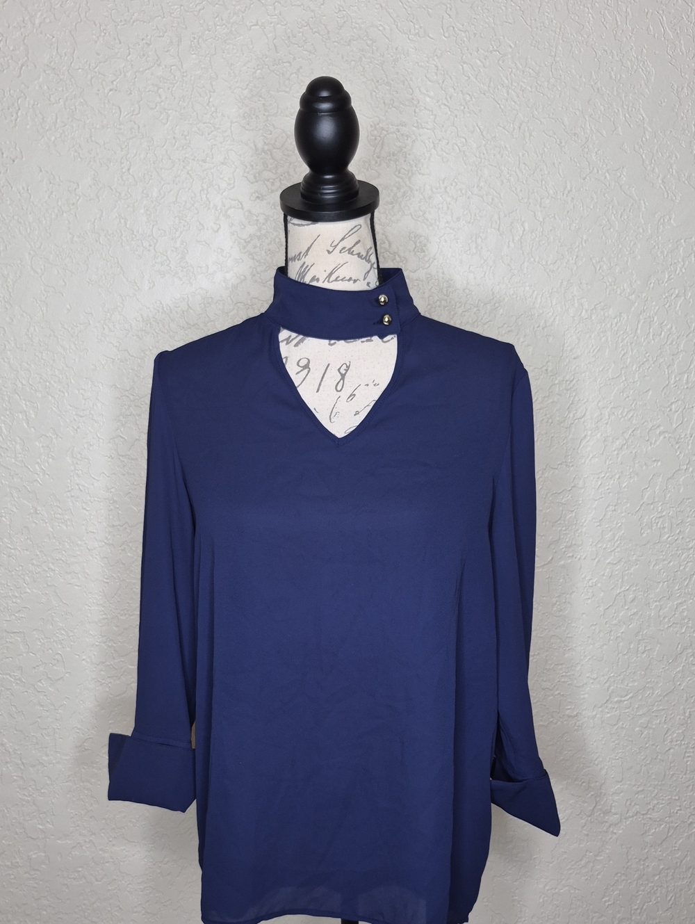 Iman Keyhole Shirt Blue Size S